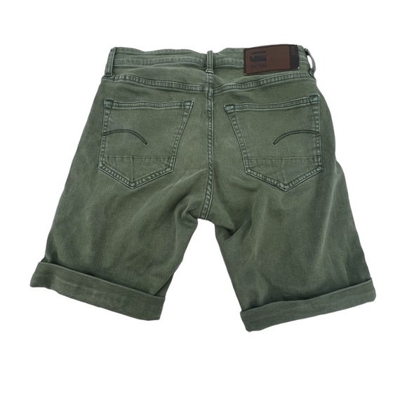 G-Star Raw 3301 Green Slim Cuffed Hem Denim Jean Shorts Size 29 Men's - Picture 3 of 8